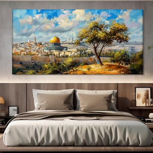 Antikes Jerusalem Leinwanddruck, Israel Wandkunst, Felsendom, Antikes Israel Malerei, Jerusalem Poster, Jerusalem Landschaft