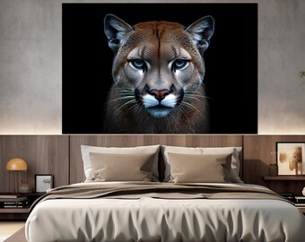 Puma Canvas Print, Cougar Poster, Animals Wall Art, Cougar Portrait Print, Mountain Lion Canvas, Puma Wall Art, Wild Cat Canvas Print