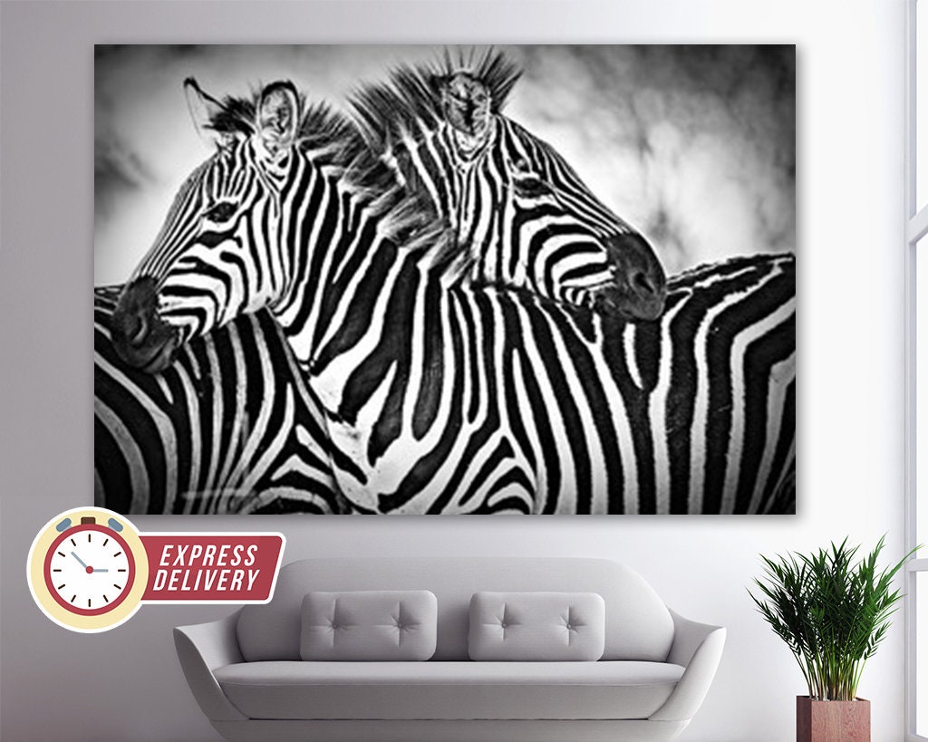 Romantic Black and White Zebra Canvas Art Zebra Canvas Print Etsy