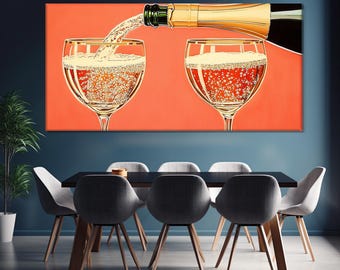 Prosecco Mood Wall Art, Prosecco Painting Printed on Canvas, Prosecco Canvas Print, Pub Wall Decor, Drinks Wall Art, Prosecco Poster