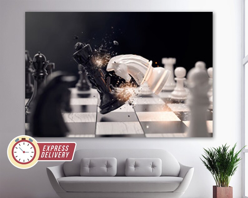 Abstract Chess Wall Art Chess Canvas Art Chess Master Gift Etsy