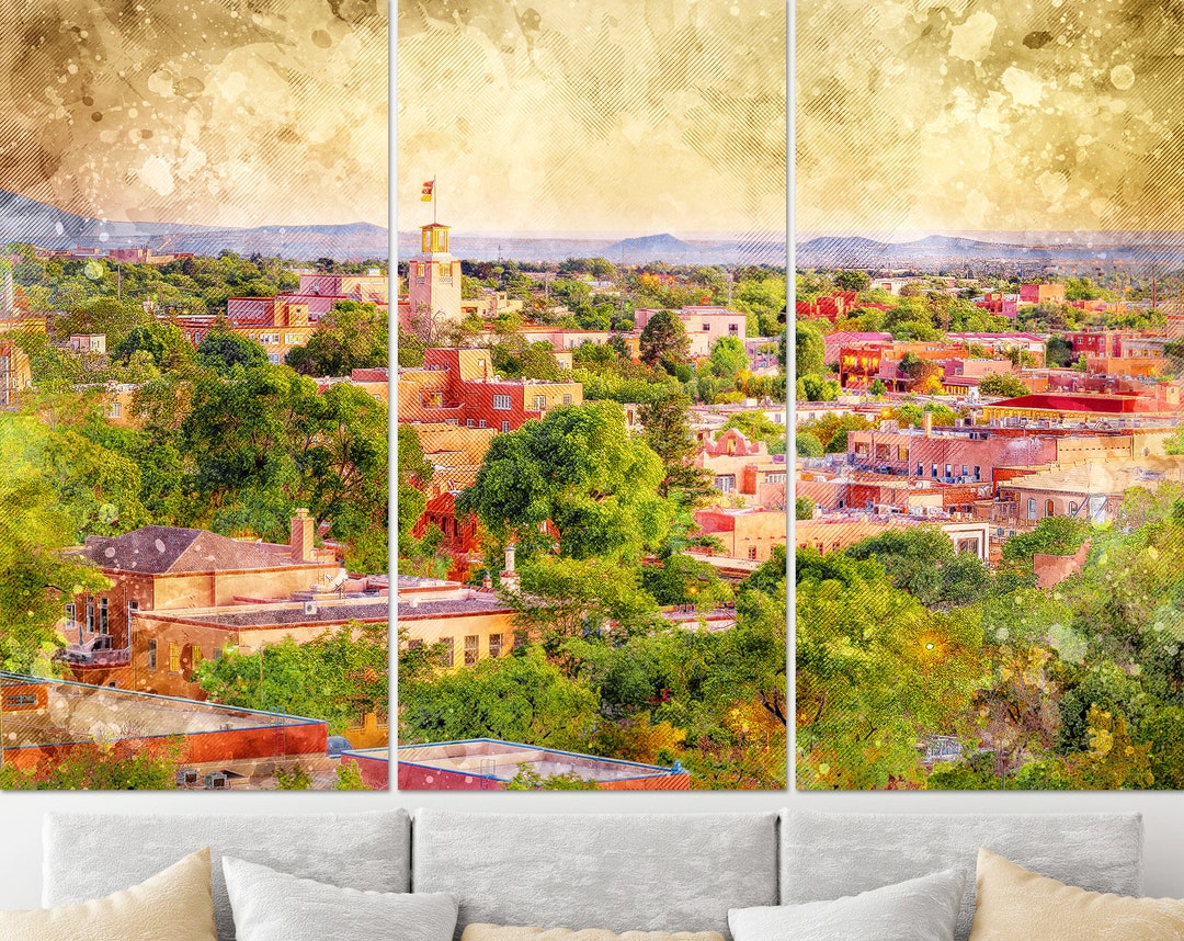 Santa Fe Skyline, Santa Fe Wall Art, Santa Fe Artwork, Santa Fe Canvas