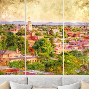 Santa Fe Skyline, Santa Fe Wall Art, Santa Fe Artwork, Santa Fe Canvas Art, Santa Fe Painting Print