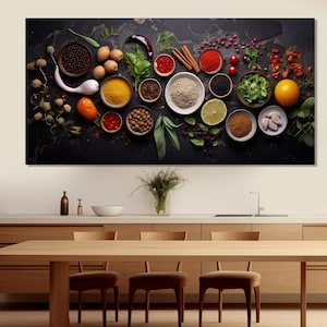 Spices Wall Art, Indian Spices and Herbs Canvas Print, Healthy Food Wall Art, Kitchen Wall Decor, Kitchen Wall Art, Spices and Herbs Poster