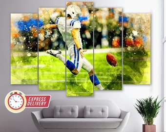 Impresión en lienzo de patada de fútbol, arte mural de fútbol, impresión de fútbol, arte de fútbol, póster de fútbol, regalo para fanáticos de la NFL, regalo de fútbol, decoración de fútbol