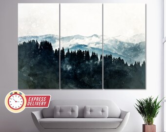 Fog over Forest Canvas Print, Forest Painting, Forest Wall Art, Mountain Canvas, Foggy Forest Print, Forest Canvas Art, Forest Photo