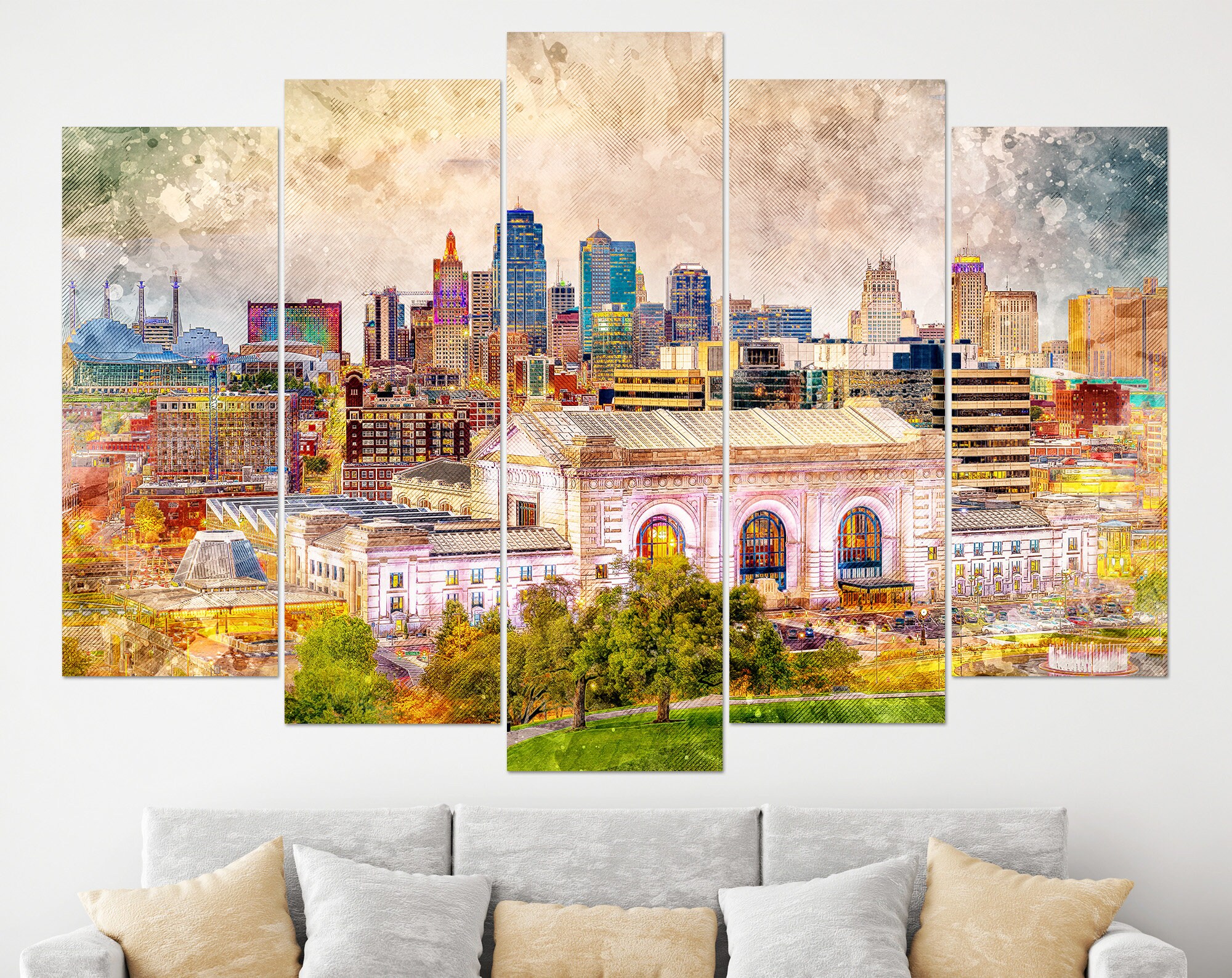 Kansas City Skyline Kansas City Canvas Art Kansas City Etsy