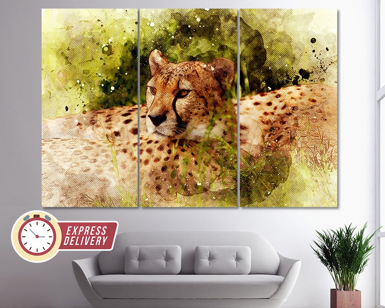 Abstract Cheetah Canvas Print Cheetah Paintings Cheetah - Etsy