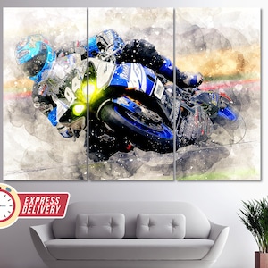 Motor Racing Canvas Art, Motor Bikes Wall Art, Biker Gift, Sport Bike Wall Art, Motorcycle Canvas Print, Motorcycle Racing Photo, Sport