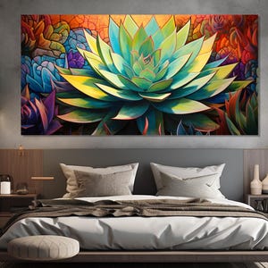 Agave Cactus Canvas Print, Blue Agave Poster, Agave Wall Art, Agave Painting, Mexican Wall Art, Mexican Wall Decor, Cactus Wall Art