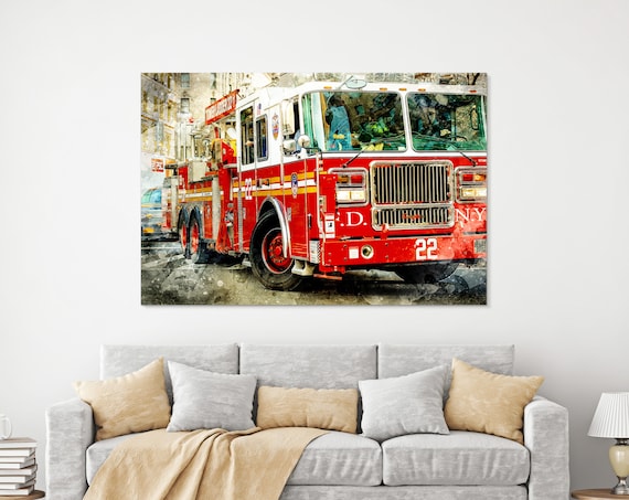 Impression rigide for Sale avec l'œuvre « Camion de pompier pour enfants 3e  anniversaire garçon pompier 3 ans flic, Cadeau parfait pour vous et vos  amis » de l'artiste luconats
