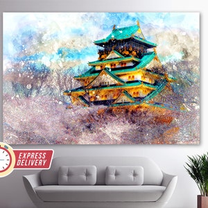 Temple in Japan Canvas Print, Japanese Wall Art, Japan Canvas Art, Japanese Decor, Asian Canvas Art, Asian Wall Art, Asian Architecture