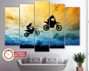 Stampa su tela di motocross, stampa su tela di motocross, regalo per motociclisti, tela di moto da cross, regalo di motocross, grande poster su tela di motocross, foto di motocross