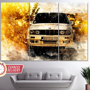 Classic BMW E30 Canvas Print, BMW Wall Art, BMW Canvas Art, Bmw Poster, Bmw Wall Decor, Vintage Bmw, Bmw Print, Bmw Paintings, Retro Bmw image 3