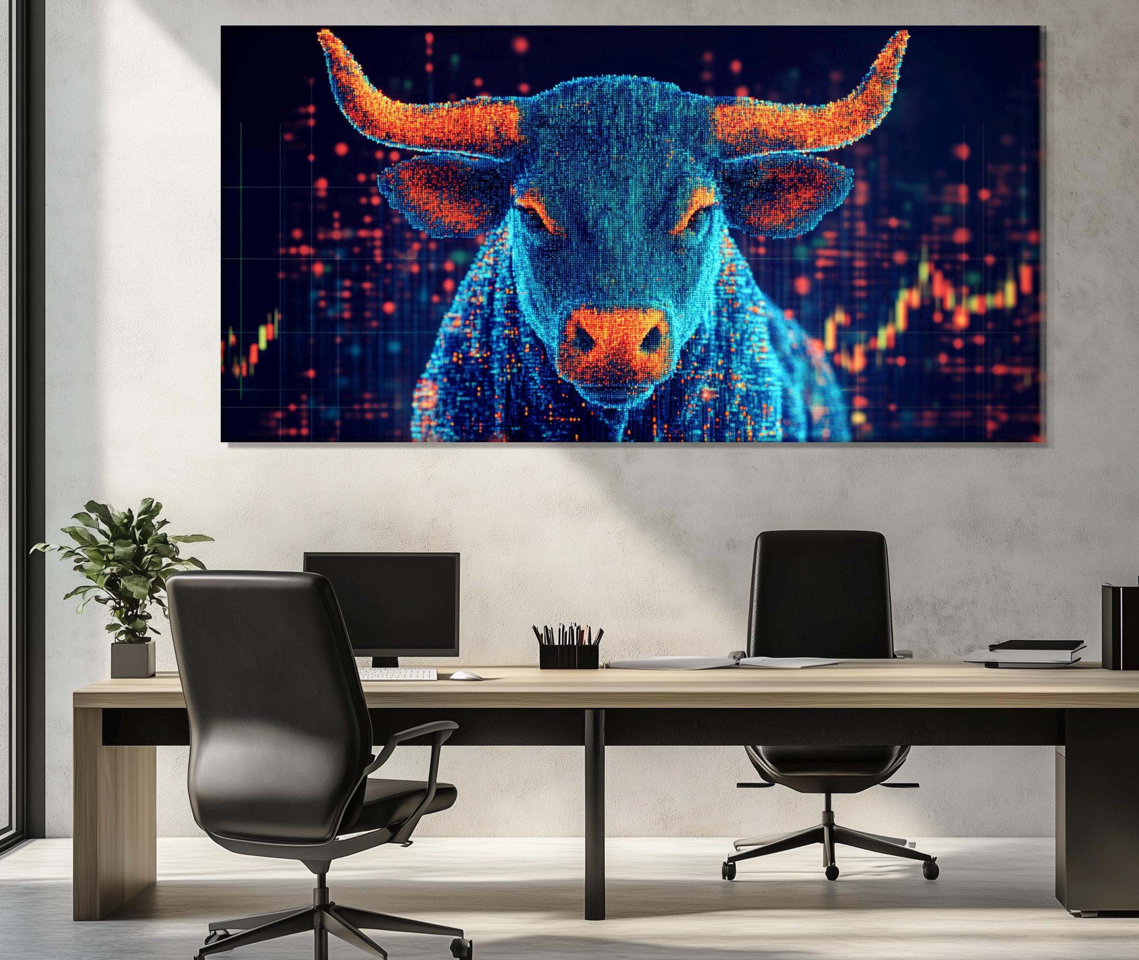 Digital Bull Canvas Print, Bull Market Sign Wall Art, Crypto Trader Gift,  Trading Wall Art, Crypto Wall Decor, Abstract Bull Print - Etsy