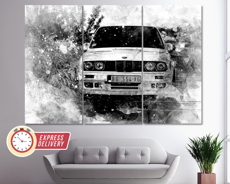 Classic BMW E30 Canvas Print, BMW Wall Art, BMW Canvas Art, Bmw Poster, Bmw Wall Decor, Vintage Bmw, Bmw Print, Bmw Paintings, Retro Bmw image 4