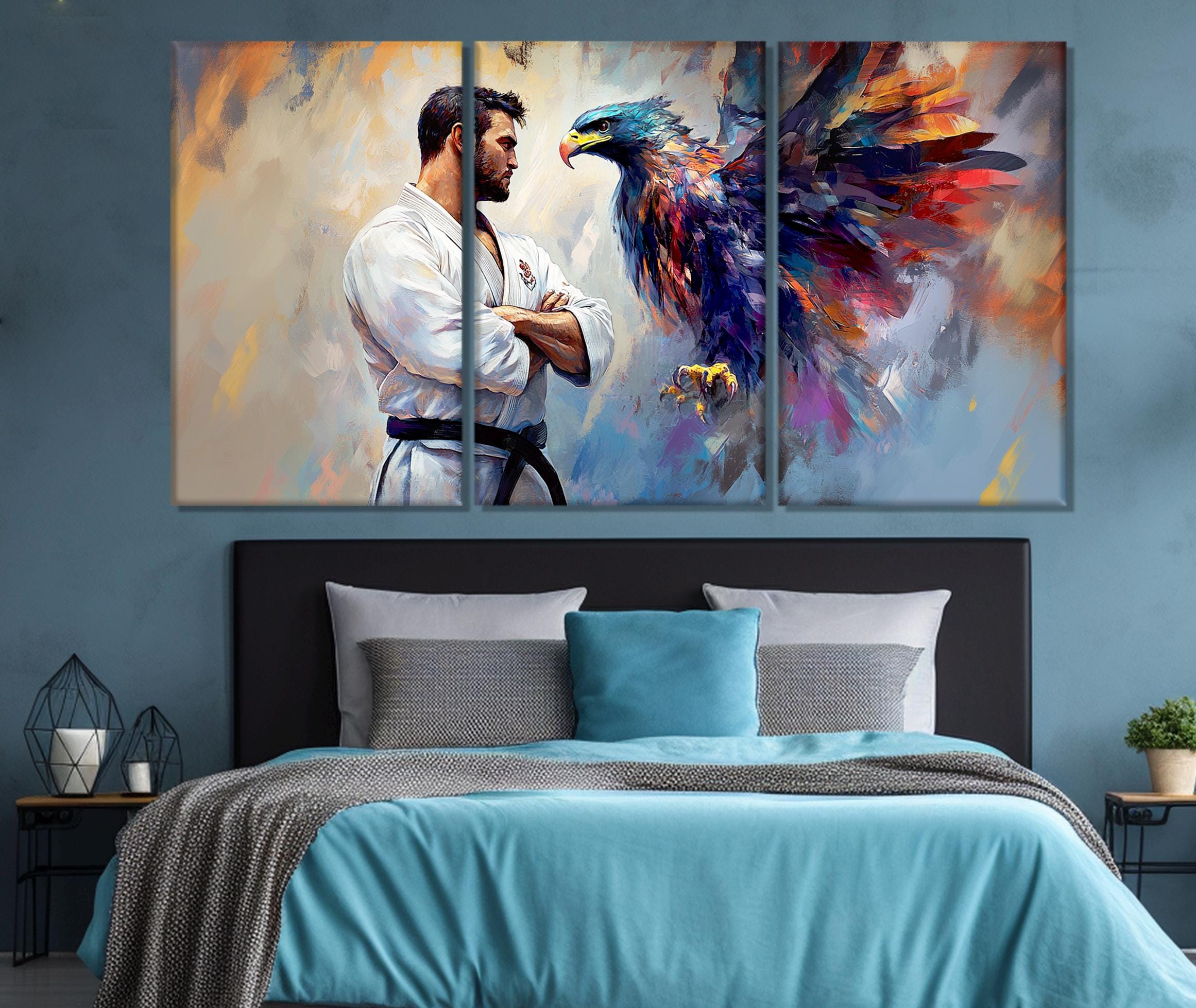 Abstract Martial Arts Wall Art, Jiu-jitsu Master With Colorful