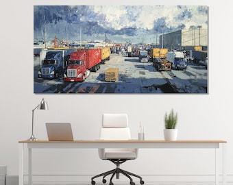 Decorazione murale sulla logistica, stampa su tela con hub logistico, decorazione per ufficio logistico, decorazione per magazzino, decorazione per azienda di trasporto, poster sulla logistica