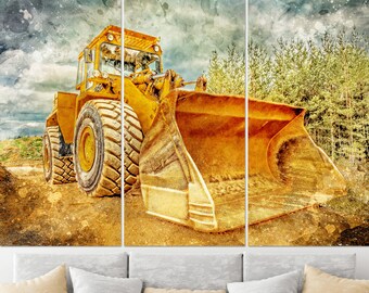 Impresión en lienzo de cargadora de ruedas, regalo para conductor de cargadora de ruedas, arte mural de granja, decoración de pared de granja, regalo de granja, impresión de cargadora de ruedas