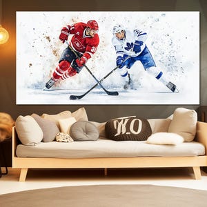 Ice Hockey Wall Art, Hockey Fan Gift, Ice Hockey Canvas Print, Abstract Ice Hockey Painting, Ice Hockey Player Gift, Ice Hockey Poster