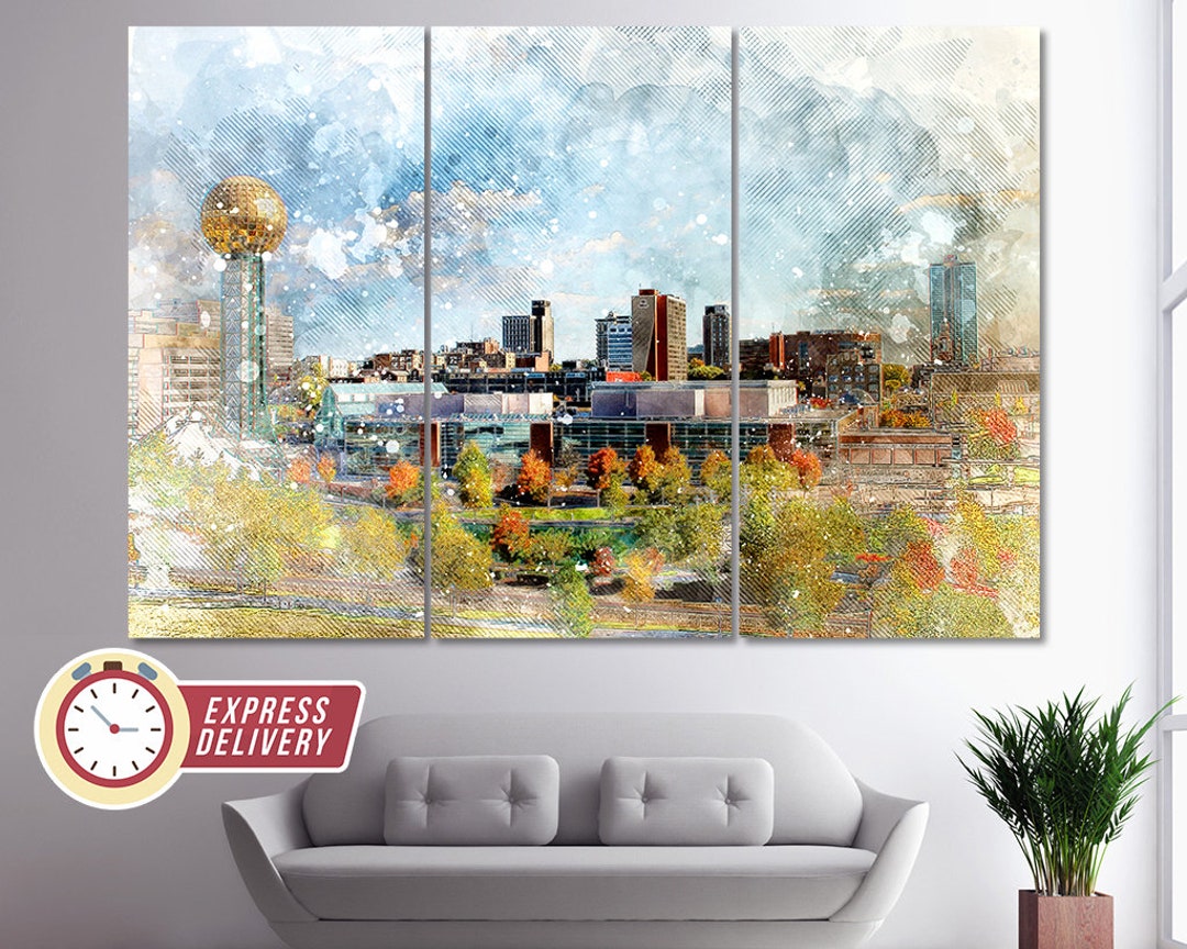 Knoxville Skyline Canvas Art, Knoxville Print, Knoxville Wall Art