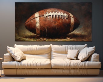 Football Canvas Wall Art, Vintage Football Ball Canvas Print, American Football Painting, Retro Football Wall Decor, Football Canvas Art