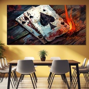 Canvasafdruk Ace King, kunst aan de muur casino, canvaskunst poker, Texas Hold'em-schilderij, schilderij poker, muurdecoratie poker, poster Ace King, pokercadeaus