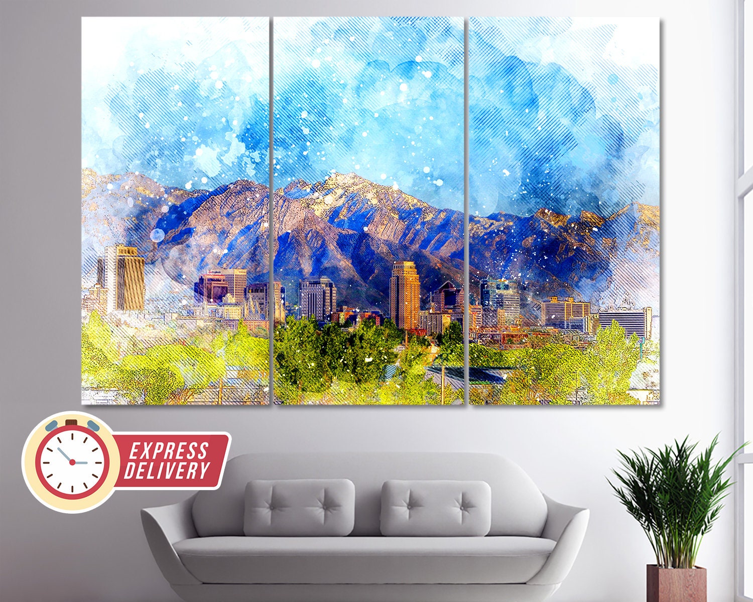 Salt Lake City Canvas Art Salt Lake City Wall Art Salt Lake Etsy UK