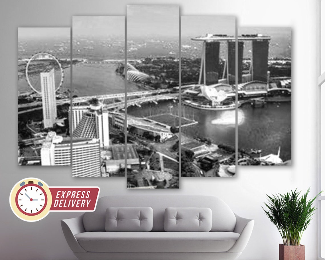 Singapore Skyline Singapore Canvas Print Singapore Wall Art Etsy