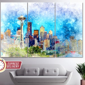 Seattle Skyline, Seattle Wall Art, Seattle Canvas Print, Seattle Artwork, Seattle Poster, Seattle Photo, Seattle Print, Seattle Canvas Art