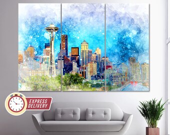 Seattle Skyline, Seattle Wall Art, Seattle Canvas Print, Seattle Artwork, Seattle Poster, Seattle Photo, Seattle Print, Seattle Canvas Art