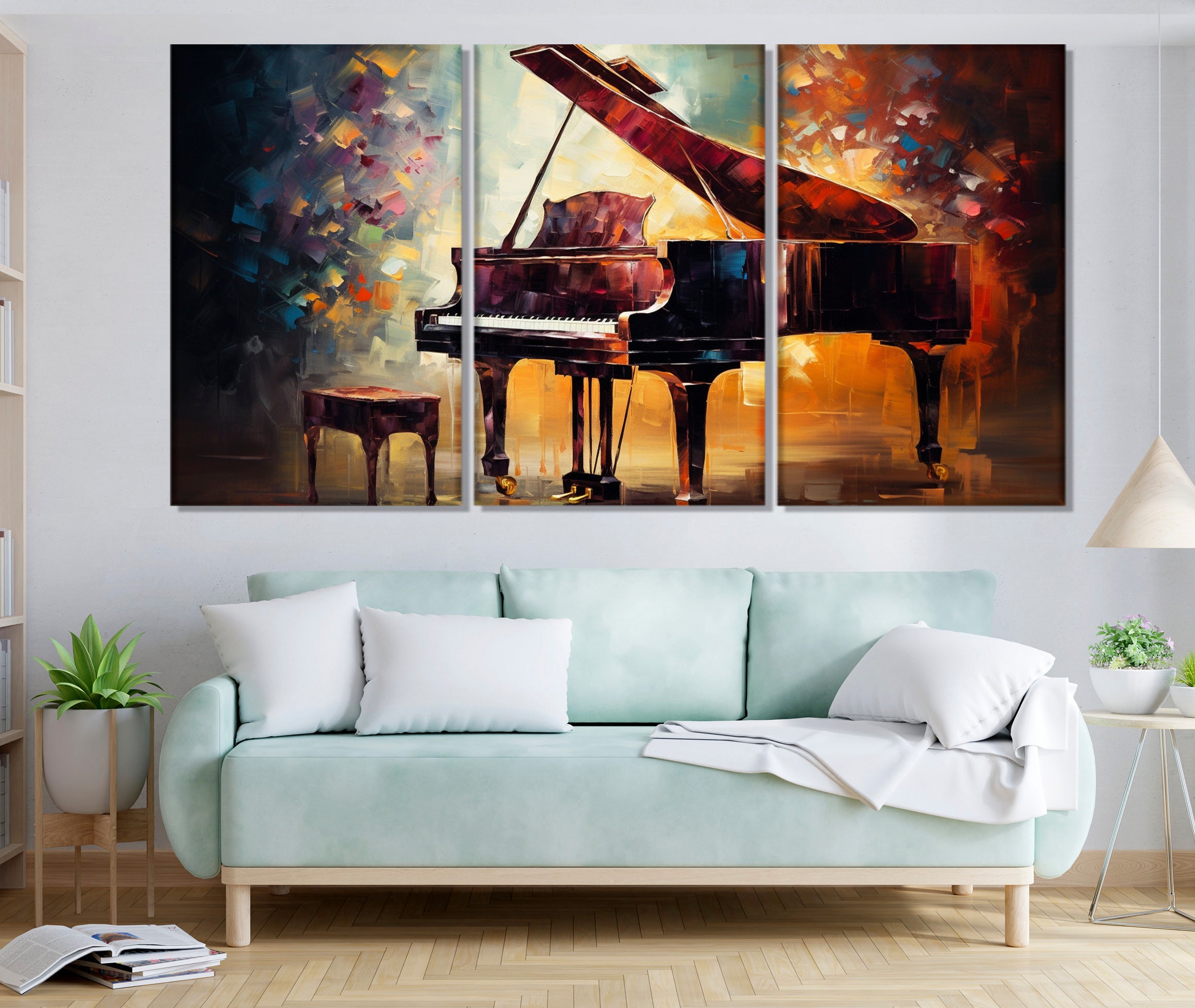 Abstract Piano Canvas Print, Music Wall Art, Vintage Piano Painting ...