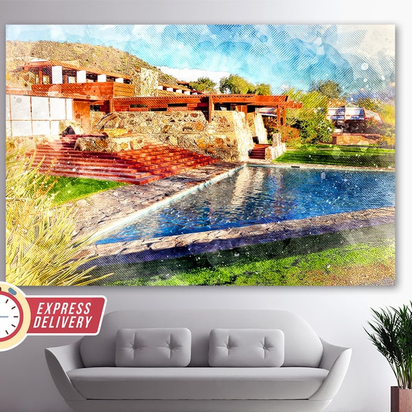 Taliesin West Canvas Print, Taliesin West School, Arizona Architecture, Taliesin West Photo, Arizona Canvas Print, Architecture Canvas Art