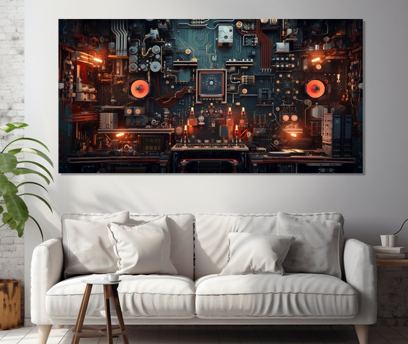 Chip Canvas Print, Motherboard Painting, Circuit Canvas Print, System Administrator Gift, Computer Wall Art, Computer Chip Poster image 4
