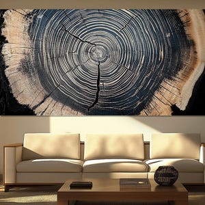 Tree Trunk Section Canvas Print, Tree Texture Poster, Tree Rings Print, Warm Tones Wall Decor, Wood Wall Art, Contemporary Wall Decor