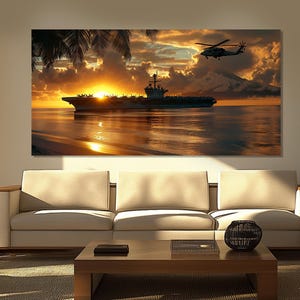 USS Ronald Reagan Aircraft Carrier Canvas Print, Military Ship Painting, Naval Sailor Gift, Military Wall Art, Naval Wall Art, Military Gift