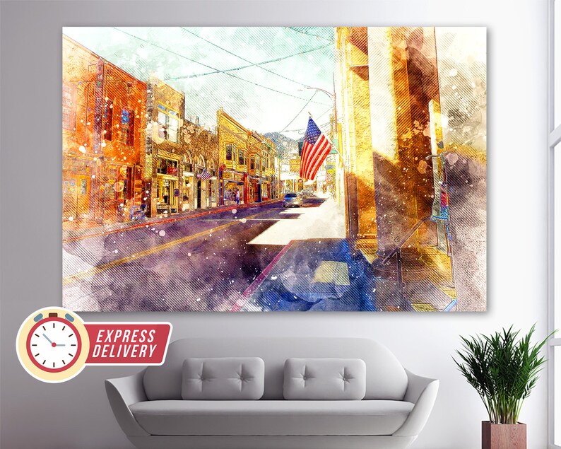 Bisbee Street Canvas Art Bisbee Skyline Bisbee Wall Art Etsy