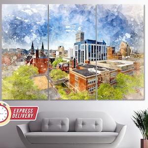 Birmingham Canvas Print, Birmingham Skyline, Birmingham Wall Art, Birmingham Painting, Birmingham Print, Alabama Canvas, Birmingham Poster