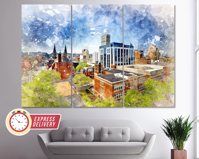 Birmingham Canvas Print Birmingham Skyline Birmingham Wall Etsy
