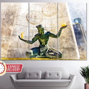 The Spirit of Detroit Canvas Art, Detroit Wall Art, Detroit Paintings, Detroit Photo, Detroit Spirit Canvas, Detroit Poster, Detroit Gift