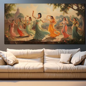 Ancient Indian Culture Wall Art, Mughal Dance Canvas Print, Indian Wall Art, Kathak Dance in India Canvas Print, Indian Women Dance Painting