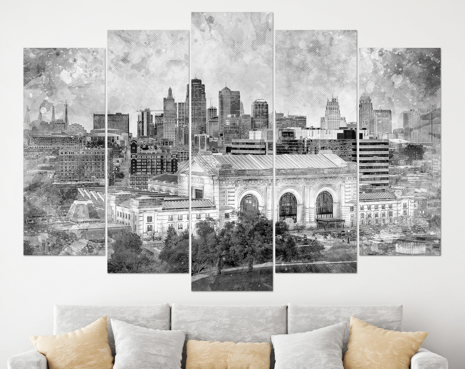 Kansas City Skyline, Kansas City Canvas Art, Kansas City Painting