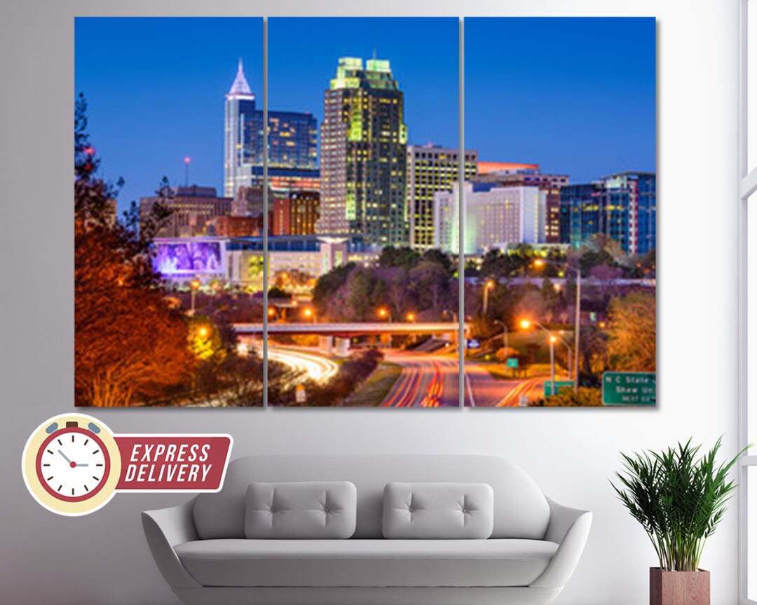 Raleigh Skyline, Raleigh Canvas Art, Raleigh Print, Raleigh Wall Art