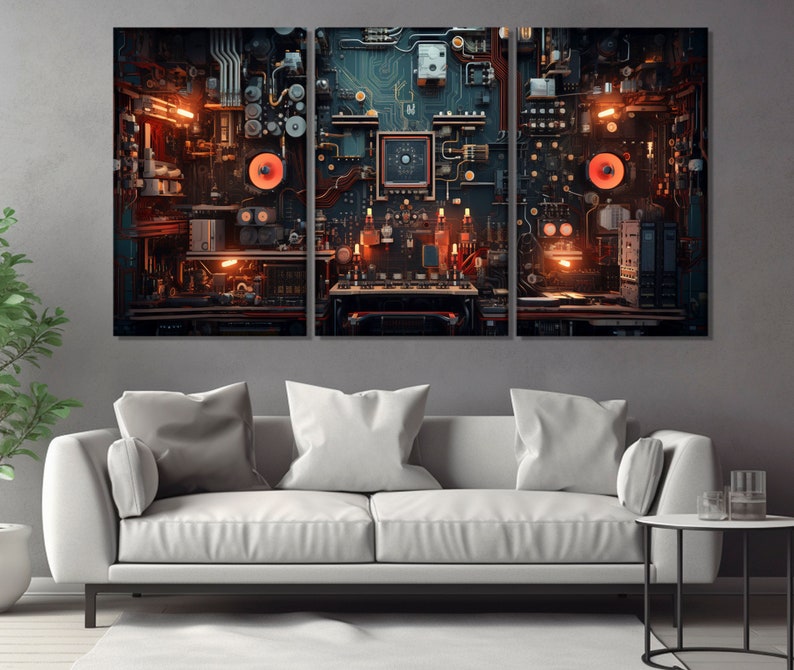 Chip Canvas Print, Motherboard Painting, Circuit Canvas Print, System Administrator Gift, Computer Wall Art, Computer Chip Poster image 5