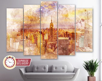 Manhattan Skyscrapers Canvas Artwork, New York Wall Art, Manhattan Canvas Print, New York City Photo, New York Skyline, Manhattan Wall Art