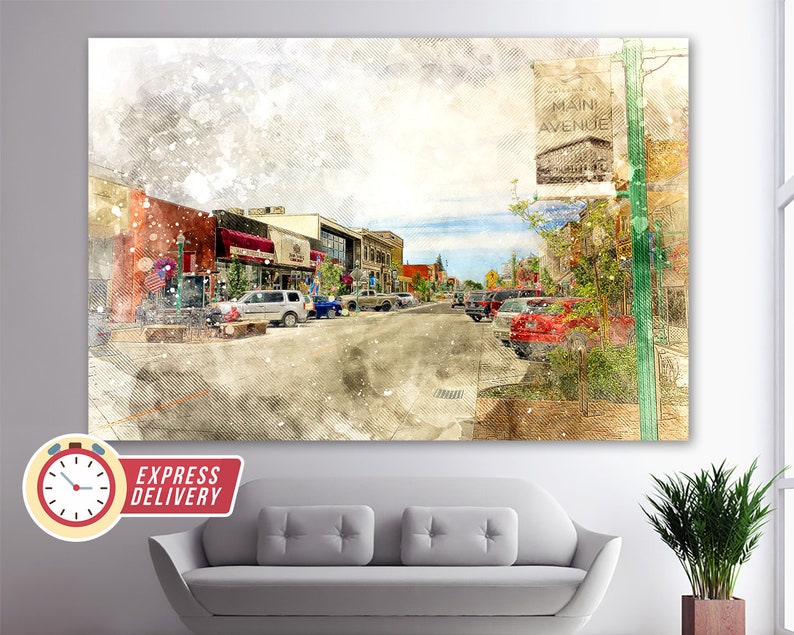 Twin Falls Downtown Idaho Canvas Art Idaho Wall Art Twin Etsy