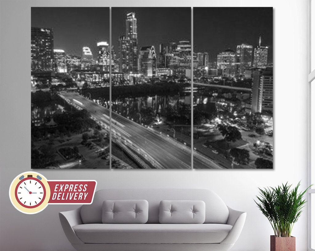 Austin Skyline Austin Canvas Print Austin Wall Art Austin Etsy