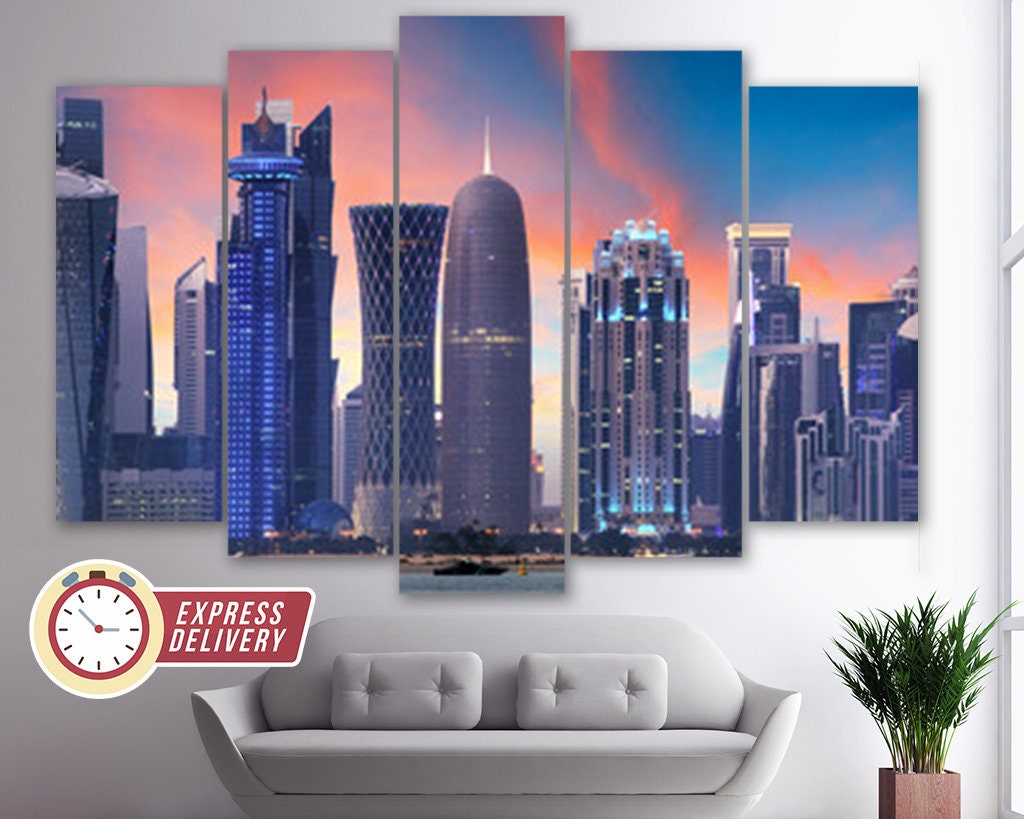 Doha Canvas Print Doha Wall Art Doha Skyline Large Doha - Etsy