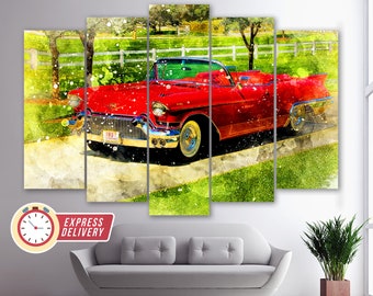 Impresión en lienzo de un Cadillac Eldorado vintage, arte mural de Cadillac, arte en lienzo de Cadillac, foto de Cadillac, póster retro de Cadillac, pinturas de Cadillac