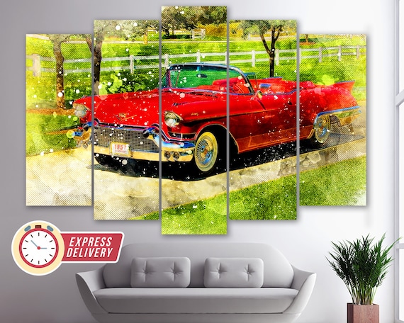 Cadillac Eldorado Retro Car Close Up Canvas Art Poster Print Home Wall Decor 